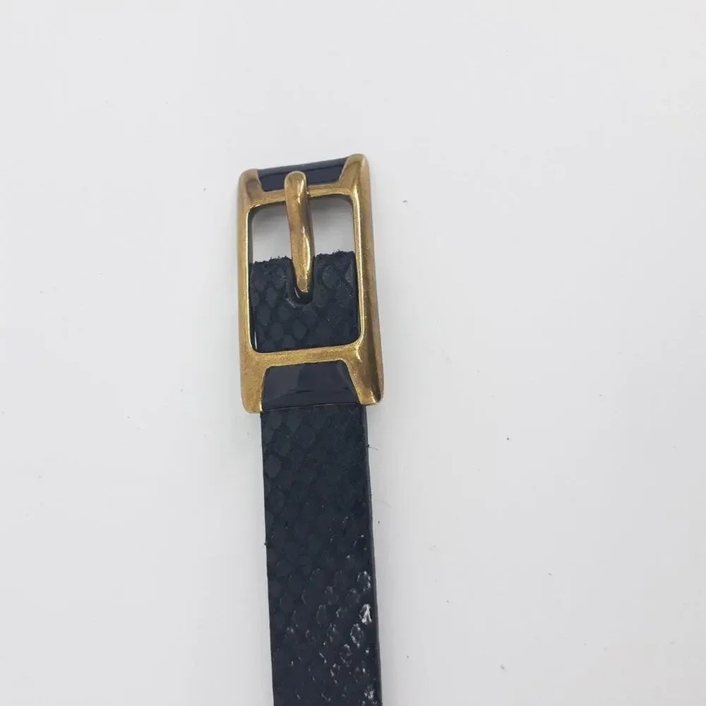 Fossil Women's Shinny Scales Animal Print Embossed Black double Slide Buckle